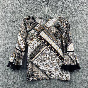 Figueroa And Flower Womens Blouse Petite Medium Cottagecore Festival Hippie Boho